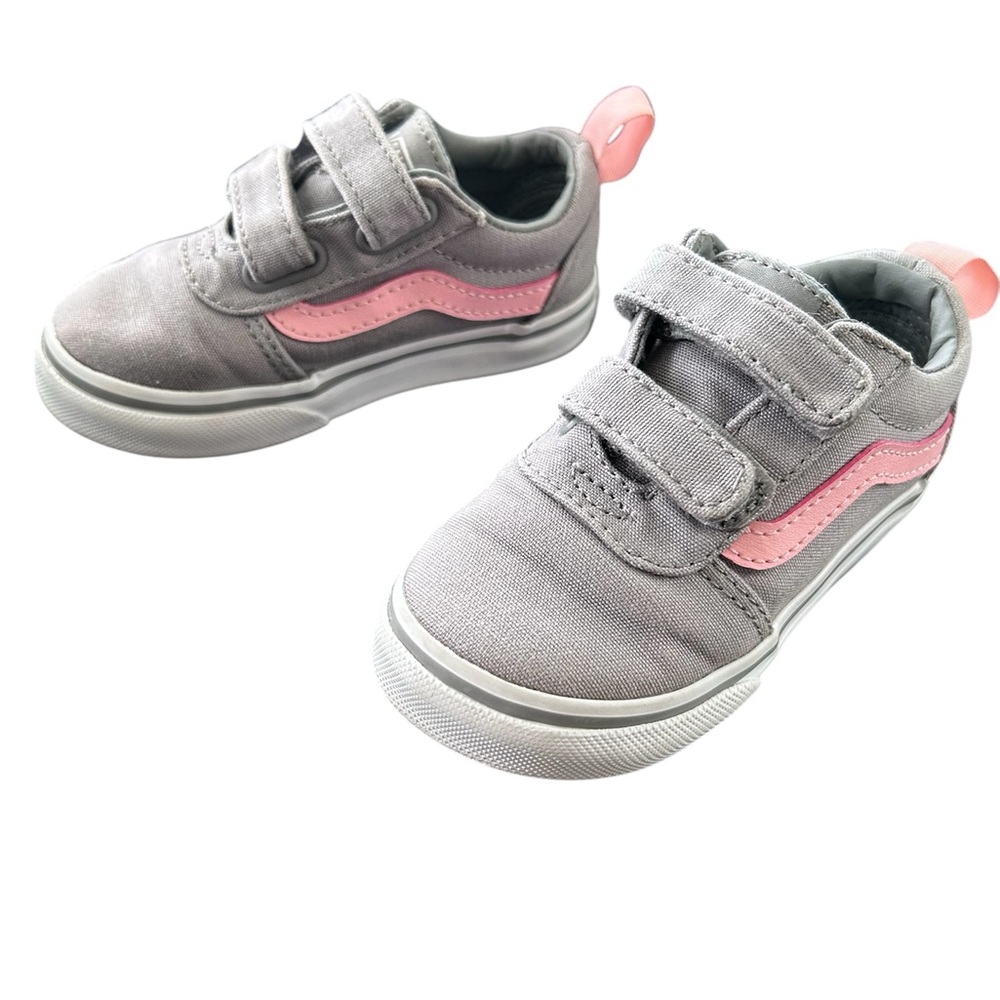 Vans Ward Canvas Kids Velcro Pink and Grey